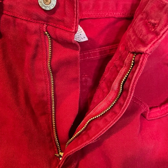 VTG Lebon red denim shorts 80s / 90s hip hop sz XL - Picture 8 of 8